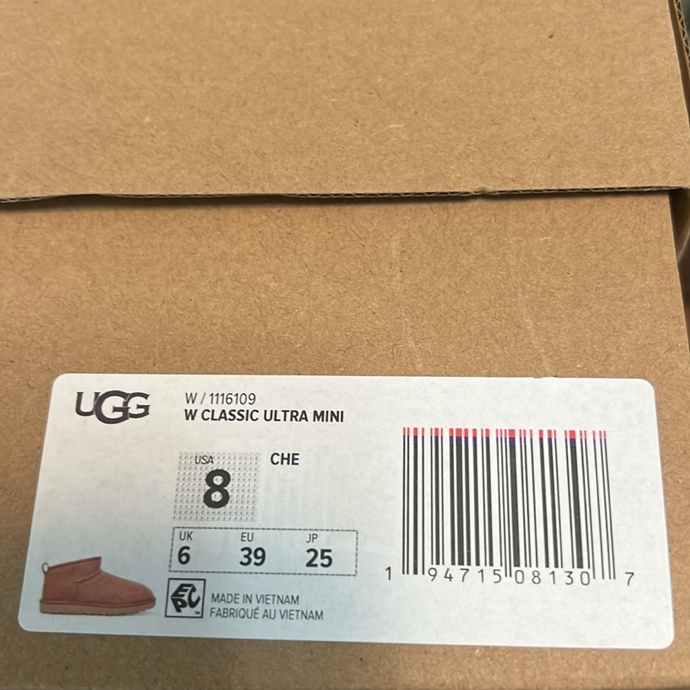🆕UGG Ultra Mini Classic Boot Shearling Lined Chestnut Suede NIB 100% Authentic - Picture 11 of 11
